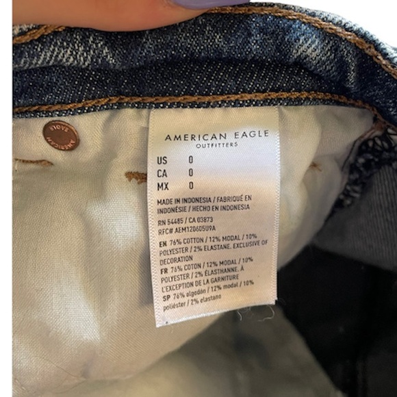 American Eagle Stretch Denim Shorts Darken Destroy 0 - Picture 4 of 6